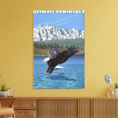 Olympisch schiereiland, WashingtonFishing Eagle Canvas Afdruk (Insitu (Woonkamer))