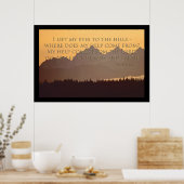 olympische bergen met psalm 121:1-2 poster (Keuken)