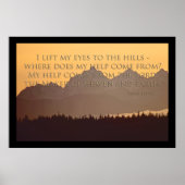 olympische bergen met psalm 121:1-2 poster (Voorkant)
