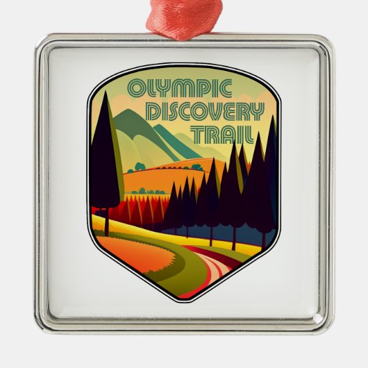 Olympische Discovery Trail Washington State Kleure Metalen Ornament (Voorkant)