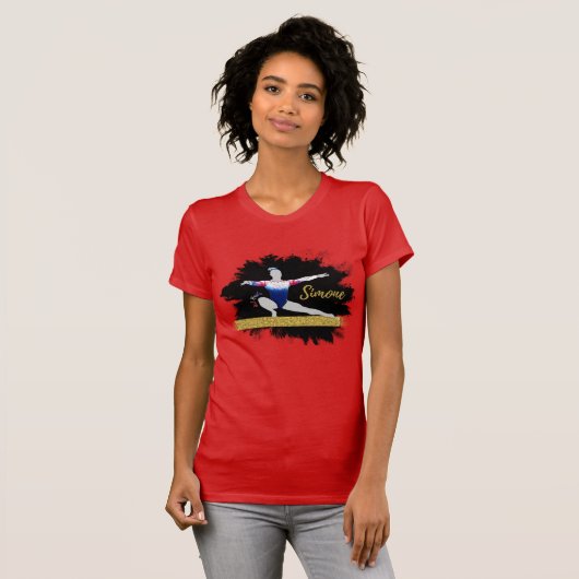 Olympische Gymnast Silhouette Kunst T-shirt (Voorkant volledig)