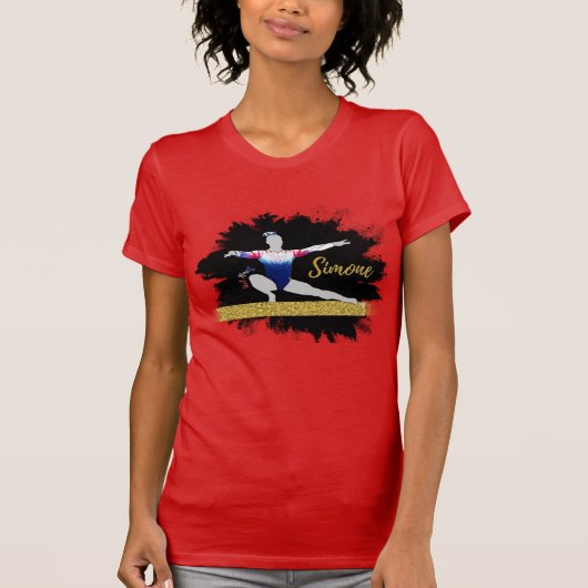 Olympische Gymnast Silhouette Kunst T-shirt (Voorkant)