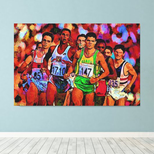 Olympische lopers canvas afdruk (Insitu (Houten vloer))