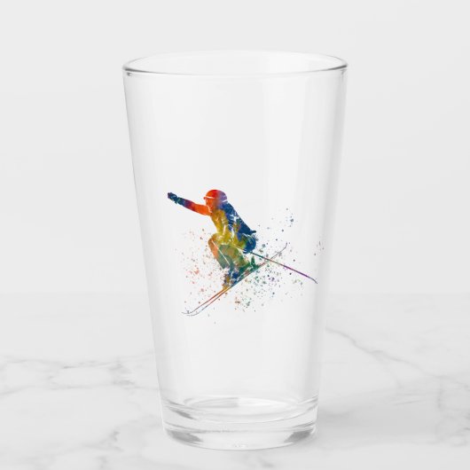 Olympische skiwedstrijd in waterverf glas (Voorkant)