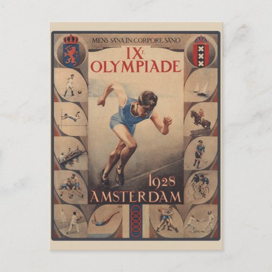  Olympische Spelen Amsterdam Nederland Briefkaart (Voorkant)
