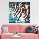 Olympische Spelen: zwemmers klaar om te beginnen Canvas Afdruk (Insitu (Woonkamer))
