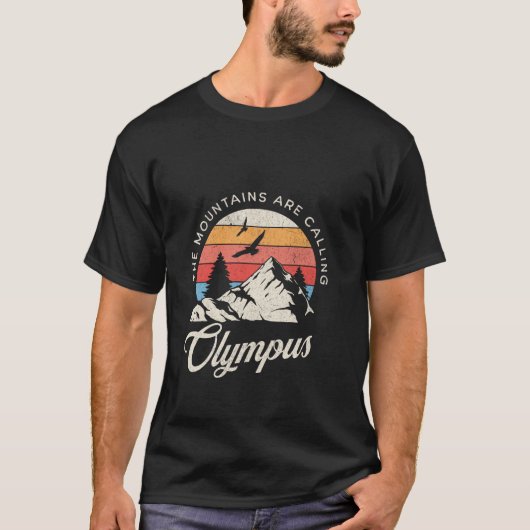 Olympus T-shirt Retro Bergen Natuur Wandelen (Voorkant)