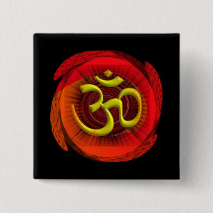 Om 1 vierkante button 5,1 cm