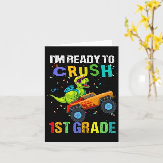 Om 1e klas dinosaurus eerste dag van eerste Gra te Kaart (Gele Bloem)