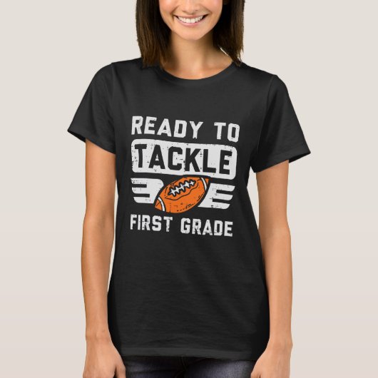 Om 1e klas Football eerste dag van school S aan te T-shirt (Voorkant)