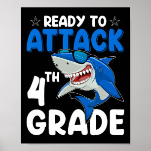 Om 4th Grade Shark Vierde Grade Leraar Stu aan te  Poster