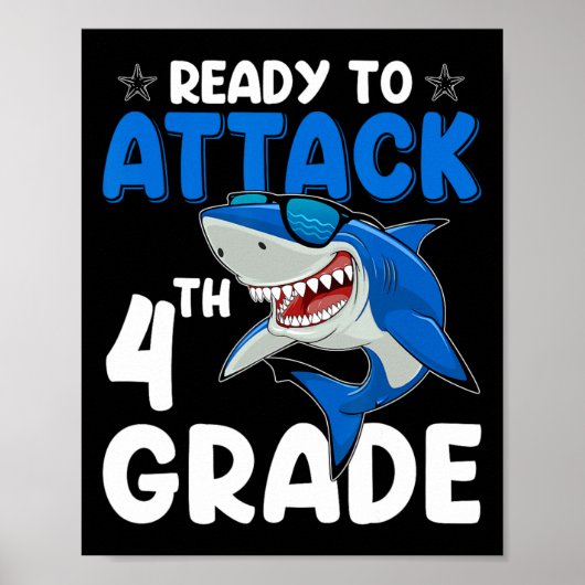 Om 4th Grade Shark Vierde Grade Leraar Stu aan te Poster (Voorkant)