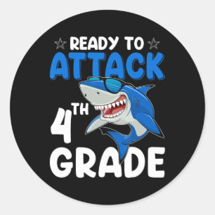 Om 4th Grade Shark Vierde Grade Leraar Stu aan te Ronde Sticker