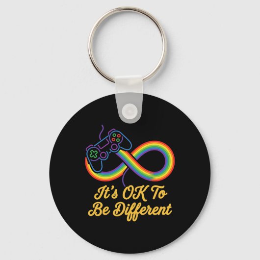 om anders te zijn autisme gaming regenboog oneindi sleutelhanger (Voorkant)