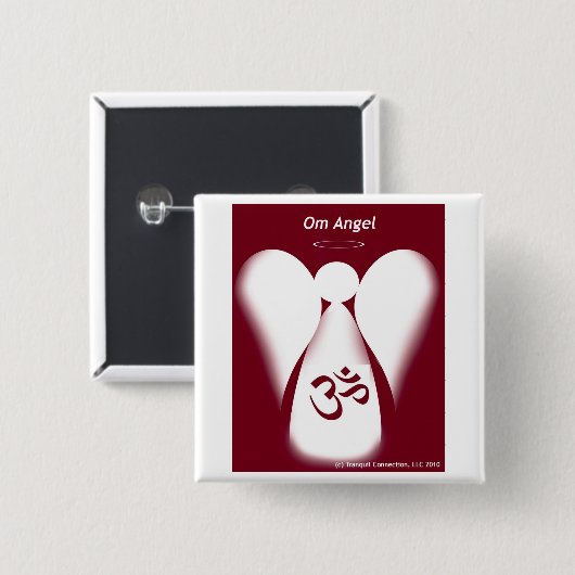 Om Angel Vierkante Button 5,1 Cm (Voorkant /achterkant)