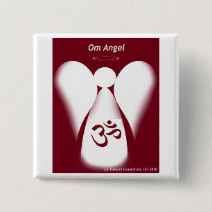 Om Angel Vierkante Button 5,1 Cm