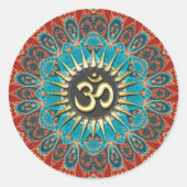 Om Aqua Red Earth Mandala Mindfulness Yoga Sticker (Voorkant)