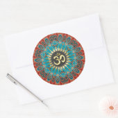 Om Aqua Red Earth Mandala Mindfulness Yoga Sticker (Envelop)