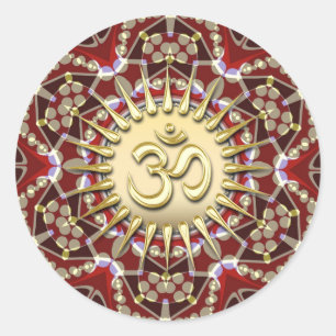 OM AUM Aardse Gouden Mandala Meditatie Yoga Sticke Ronde Sticker