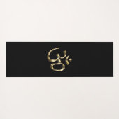 Om Aum contourpictogram, hindoeïssymbool, goudzwar Yogamat (Achterkant (horizontaal))