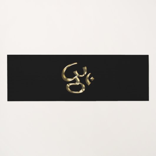 Om Aum contourpictogram, hindoeïssymbool, goudzwar Yogamat (Achterkant (horizontaal))