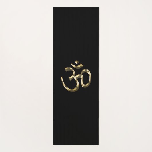 Om Aum contourpictogram, hindoeïssymbool, goudzwar Yogamat (Achterkant)