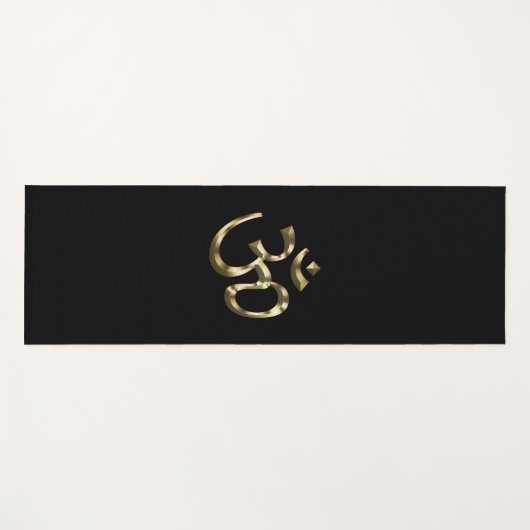 Om Aum contourpictogram, hindoeïssymbool, goudzwar Yogamat (Voorkant (horizontaal))