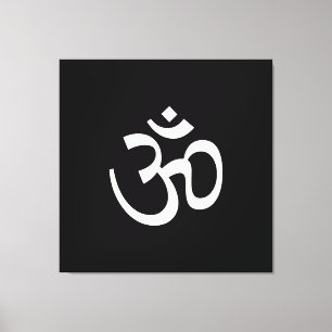 Om Aum contourpictogram, Hinisme Symbool, zwart wi Canvas Afdruk
