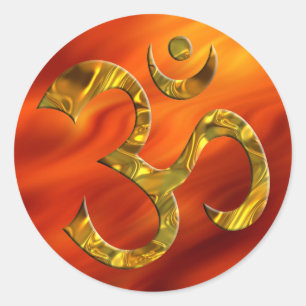 OM / AUM - GOLD   brandrood Ronde Sticker