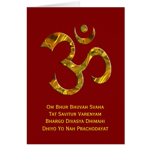 OM / AUM - GOLD & GAYATRI MANTRA | donkerrood (Voorkant)