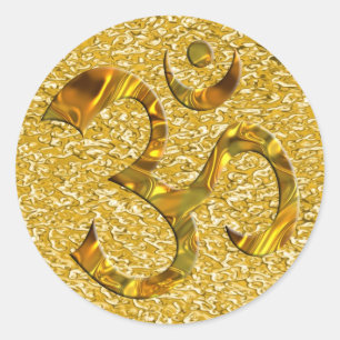 OM / AUM - GOLD   Goudsplaatsters Ronde Sticker