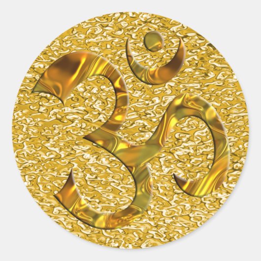 OM / AUM - GOLD | Goudsplaatsters Ronde Sticker (Voorkant)