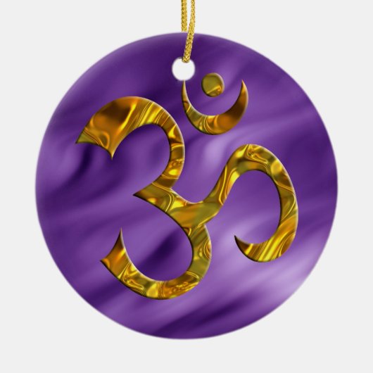 OM / AUM - GOLD | Lijngolven Keramisch Ornament (Voorkant)