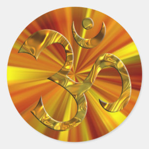 OM/AUM - GOUDEN geel gezoem Ronde Sticker