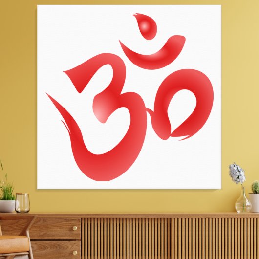 Om (Aum) Heilige Hindoe lettergreep & Mantra Afbee Canvas Afdruk (Insitu (Woonkamer))
