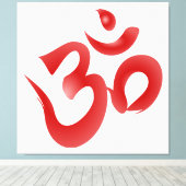 Om (Aum) Heilige Hindoe lettergreep & Mantra Afbee Canvas Afdruk (Insitu (Houten vloer))