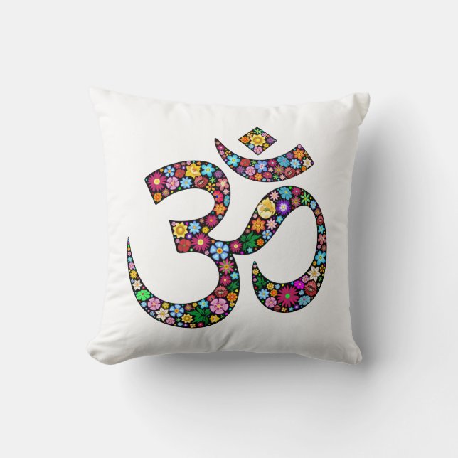 Om Aum Namaste Yoga Symbol Kussen (Voorkant)