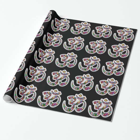Om Aum Namaste Yoga Symbol Wrapping Paper Cadeaupapier (Uitgerold)
