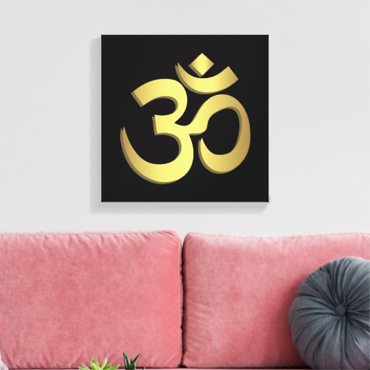 Om ( Aum ) Namaste yoga-symbool Canvas Afdruk (Insitu (Woonkamer))