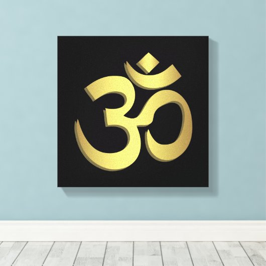 Om ( Aum ) Namaste yoga-symbool Canvas Afdruk (Insitu (Houten vloer))