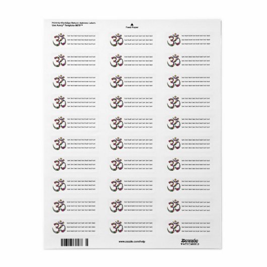 Om Aum Namaste Yoga Symbool label (Full Sheet)