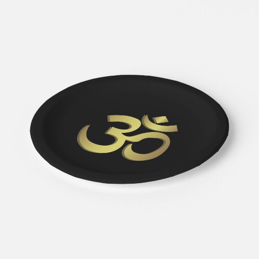 Om ( Aum ) Namaste yoga-symbool Papieren Bordje (Gekanteld)