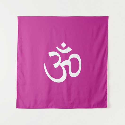 Om Aum omtrek Icon fuchsia wit Hindoeïsme Symbool Wandkleed (Voorkant)