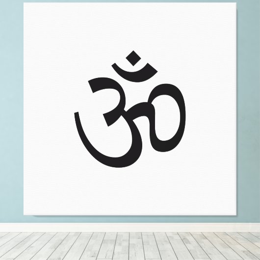 Om Aum overzicht Pictogram, Hindoeïssymbool, zwart Canvas Afdruk (Insitu (Houten vloer))