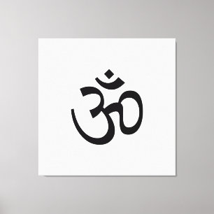 Om Aum overzicht Pictogram, Hindoeïssymbool, zwart Canvas Afdruk