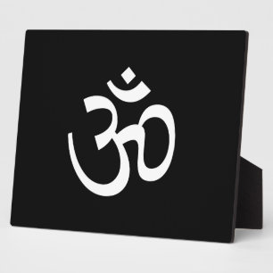 Om Aum overzicht Pictogram, Hindoeïssymbool, zwart Fotoplaat