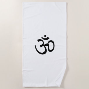 Om Aum overzicht Pictogram, Hindoeïssymbool, zwart Strandlaken