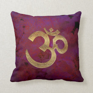 OM AUM paars goudhindu-yoga-Sierkussen Kussen