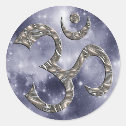 OM / AUM - SILVER | hemel Ronde Sticker (Voorkant)