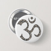 OM / AUM - SILVER RONDE BUTTON 5,7 CM (Voorkant /achterkant)